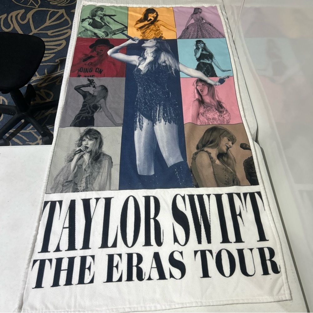 RARE PATTERN Taylor Swift 'The Eras' Tour Beach Towel 56"X28" PREOWNED.